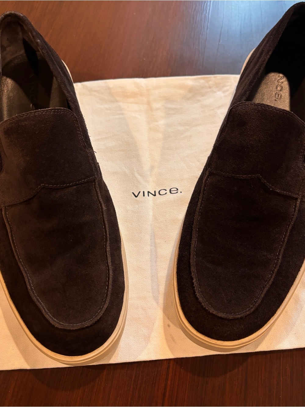 Vince Dark Brown Suede Slip-On Loafers